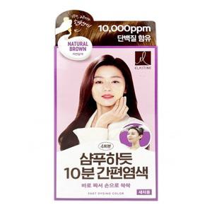엘라스틴 샴푸하듯 10분 간편염색약 새치용 자연갈색 4회분 1+1