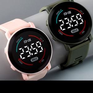 LED 시계 빅 다이얼 디자인 슬림 손목 커플 남자 여자 컬러 손목시계