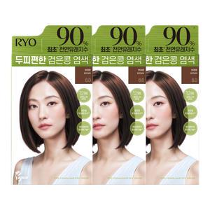 려 두피편한 검은콩 염색약 120g 6.0 브라운, 3개
