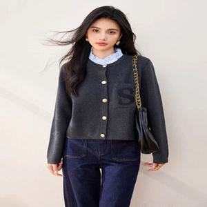레이스카라 울 니트 아우터 가을 긴팔 여성용 크롭 가디건