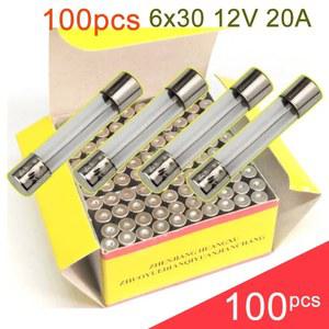 자전거에 이중 20A 스쿠터 전자 보호 12V ATV 퓨즈 유리 6X30 오토바이 솔더 이동 100PCS 카트 튜브