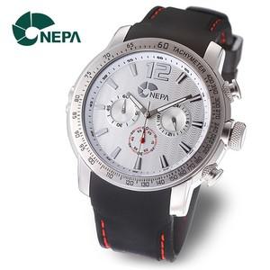 [네파] NEPA 크로노그래프 야광 남성 실리콘 손목시계 N5013-SILVER