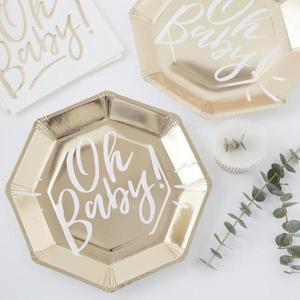 [핫트랙스]골드 베이비샤워 종이접시 Oh Baby! Gold Paper Plate