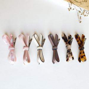 리본집게핀 옆머리 면접 결혼식장 헤어 마블 포인트 레오파드 호피 리본핀 단발 긴 머리삔