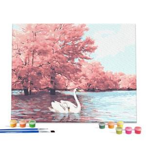 아이러브페인팅 DIY캔버스형 그림그리기 40x50cm 가을과 백조한쌍