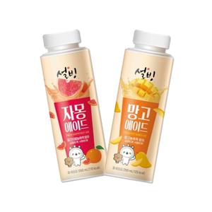 설빙 망고에이드 6개+자몽에이드 6개 250ml 총 12개/냉장무료배송