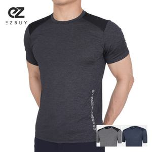 이지바이 그리즐리 남성 펀칭 멜란지 반팔 라운드 티셔츠(KP21LT049M)