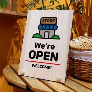 나무 안내판 탁상용 W8 003 open welcome WD71408