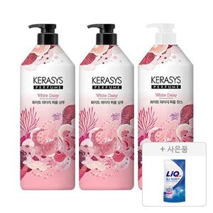 케라시스 퍼퓸 화이트 데이지 샴푸 1L, 2개+린스 1L, 1개+증정(리큐 효소부스터 겸용 리필 300ml, 1개)