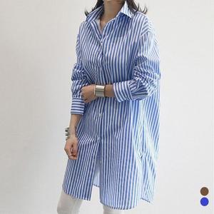 [OFM6O5R7]세로 스트라이프 패턴 롱 셔츠 LM 0227