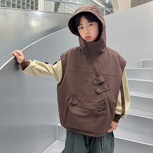 남아조끼 봄가을 아우터 트렌디 후드 집업 조끼