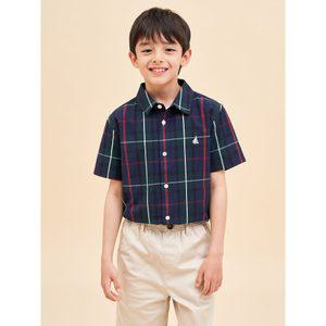 [BEANPOLE KIDS] [Essential] 시어서커 헤릿 체크 반소매 셔츠  그린 (BI4365UE2M)