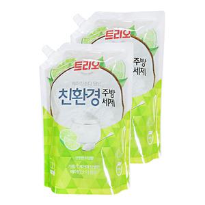 애경 트리오 베이킹소다 담은 친환경 주방세제 라임향 1.2L 2개 설거지