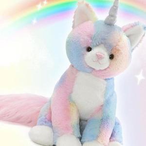 [기타]레써니 무지개 유니콘 고양이인형 32cm 아이 파스텔 선물 토이