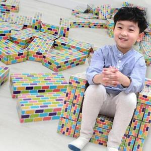 [기타]레써니 종이 벽돌 중형 멀티 50pcs 쌓기 집중력 키즈카페 영유아