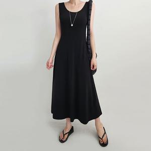 (F/L)자체제작 아이스쿨 유넥 나시 플레어 롱원피스