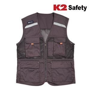 K2 Safety 여름 메쉬 멀티 조끼 브라운 그레이 21VE-612R