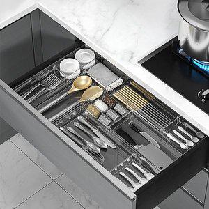 [기타]위스테이 칸카니 수저 정리함 주방 수납 칸막이 싱크대 서랍 정리 투명