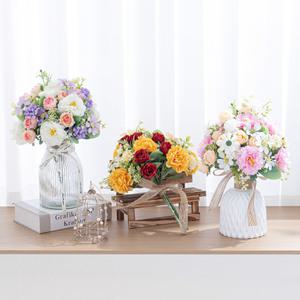 데이지 로즈 백일홍 웨딩 꽃다발 32cm (3타입) 조화 기념일 선물 셀프 웨딩 브라이덜 소품 장식