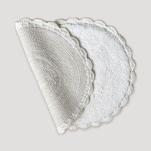 플로티나 순면 발매트 세트 2P - 50 x 70cm 화이트+화이트 현관 화장실 인테리어 타원 매트 러그 코스트코
