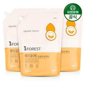 에이포레 주방세제 오렌지푸르티 1L 리필 3개 1종세제