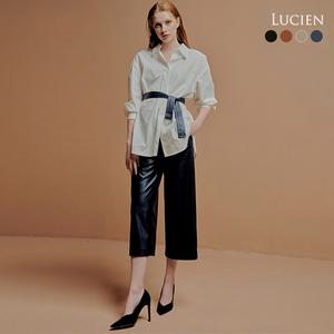 루시앙 Faux leather 벨티드 팬츠