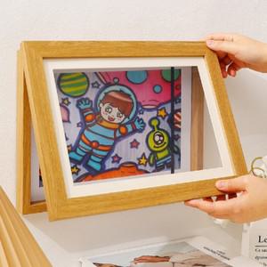 아이그림 보관 액자 키핑 벽걸이 스케치북 100장 엑자 A3 A4 용지 상장 사이즈 아이방 우드 화이트 블랙