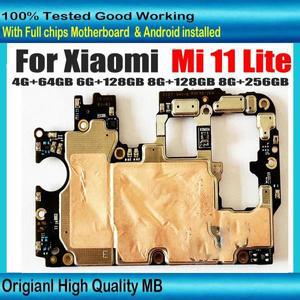 샤오미 MI 11 라이트 마더보드용 잠금 해제 메인보드, 64GB, 128GB 로직 보드, 풀 칩 100% 오리지널 메인보
