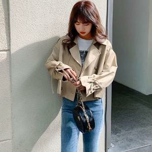 [오노마] ONM 베이지 가을 숏기장 트렌치 자켓 크롭 더블 단추 날씬
