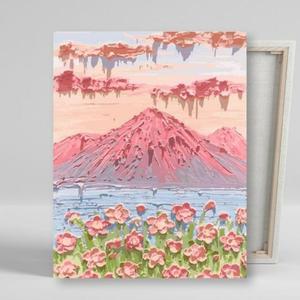 [BZJL8OCE_4C]DIY 페인팅 캔버스 물감 붓 세트 봄내린 산