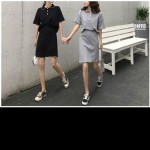 [오노마] ONM 블랙 투피스 카라 물결라인 그레이