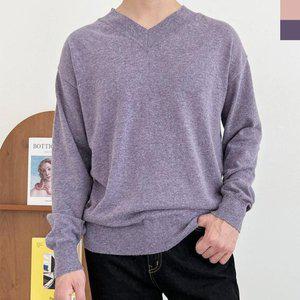 [리빌모아]남자 오버핏 캐시미어 심플 무지 브이넥 니트 OC-KNA-SWFGHO29