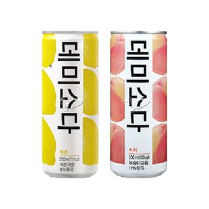 데미소다 레몬 250ml/ 10캔+복숭아 250ml/ 10캔 총20캔