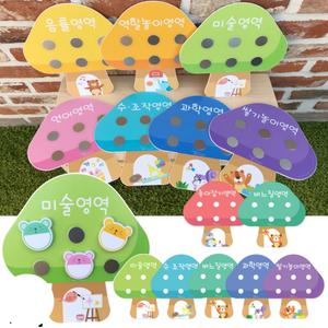 루미아일랜드 버섯집 개별영역 마그넷보드 (낱개) 영역표지판 자석게시판 유치원 어린이집