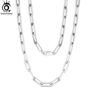 ORSA 보석 정품 925 스털링 실버 클립 넥 체인 6/9.3/12mm 기본 링크 목걸이, 남성 SC39