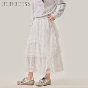 [블루레이스] 티어드 언발런스 레이스 스커트_B5S1SK8121
