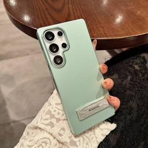 럭셔리 PC 보이지 않는 브래킷 폰 케이스 삼성 갤럭시 S25 S24 S23 울트라 플러스 스탠드 거치대 용 초박형