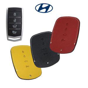 제네시스 G80 4버튼 천연가죽 키케이스
