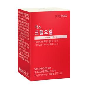 뉴트리코어 맥스 크릴오일 오일 청정 남극 인지질 붉은 빨간 새우 30캡슐 1박스 MJ