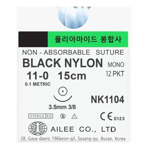 [아이리] 블랙나일론 11/0호 (니들3.5mm, 3/8 라운드, 실길이 15cm) NK1104 - 수술용실/봉합사(12개입/BOX)