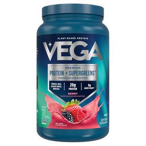 Vega Protein and Greens 비건 단백질 파우더 베리(26회분) - 식물 기반 단백질 20g 및 채소, 비건, GMO 프