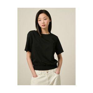 빈폴 BEANPOLE LADIES 폴리 혼방 니트 밴딩 반소매 블라우스 블랙 BF4265O065 307062