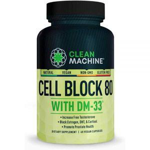 CLEAN MACHINE Cell Block 80 - 천연 비건 테스토스테론 지원 보충제, 에스트로겐, DHT 및 코티솔 차단제 -