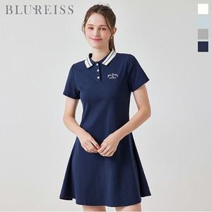 [블루레이스] 배색 오픈 카라 테니스 원피스_B5M3OP3171