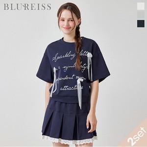 [블루레이스] [2SET]레이스 리본 티셔츠+스커트_B5M3TS6801