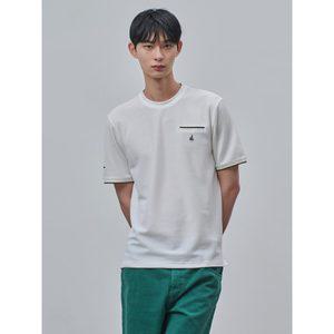 [빈폴] 허니콤 피케 포켓티핑 라운드넥 티셔츠 - 화이트 (BC4442C401)