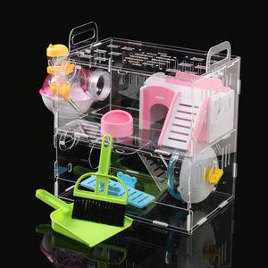 DIY 아크릴 햄스터 케이지 풀세트(2층) (시소집)집 장난감 하우스 용집 햄스터통 케이스