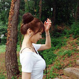 여성 정수리 부분 똥머리 가발 당고 블랙 올림