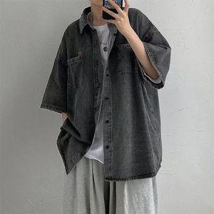 곰돌이 포인트 박시핏 남성 데님셔츠