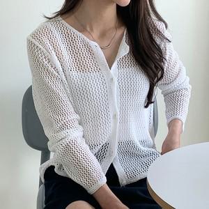 국산 여성 여름 비치룩 그물 망사 긴팔 가디건 21DS-WCD-4441-브라운